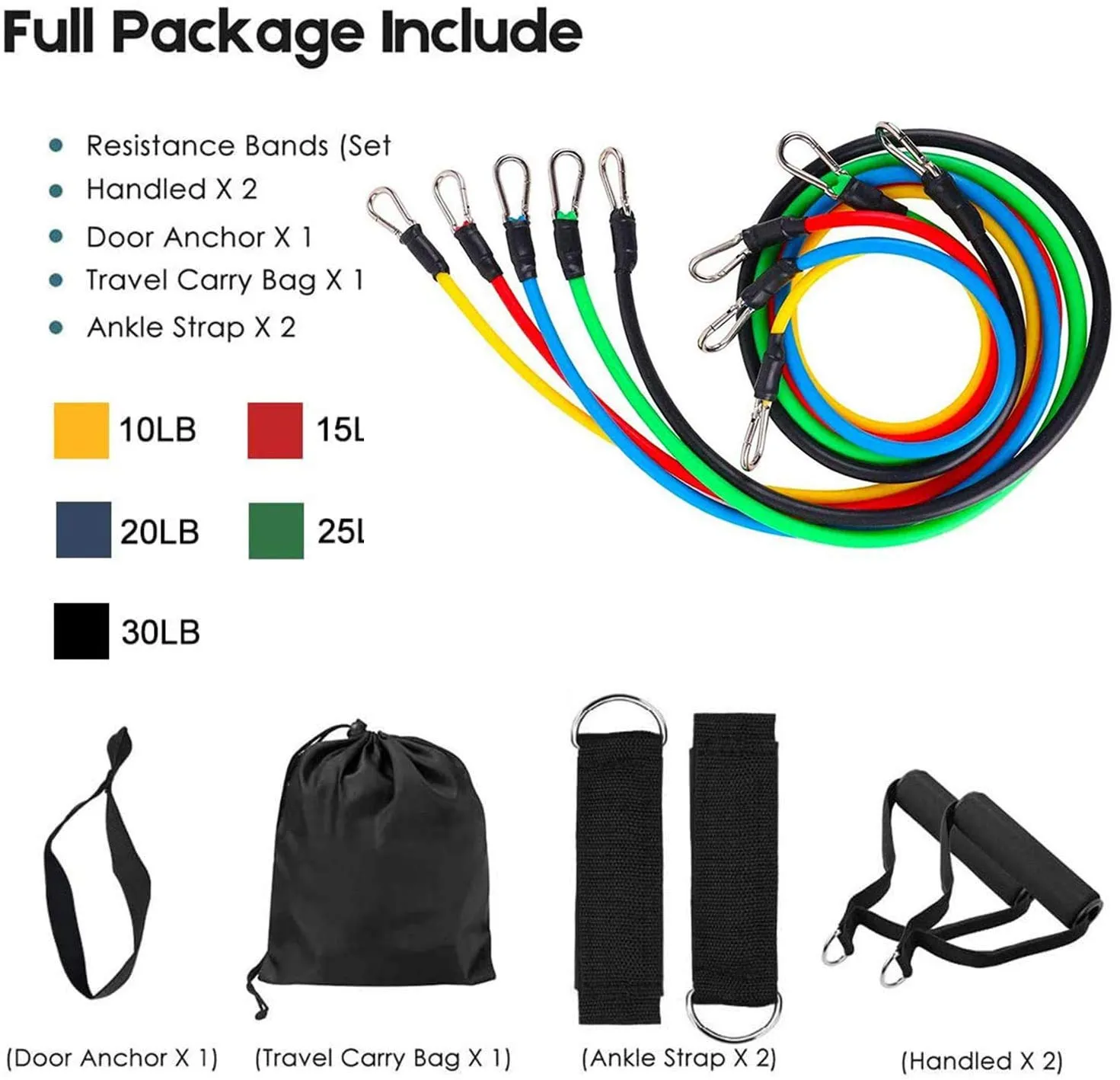 11 Pack Stackable Resistance Bands Set for Workouts & Therapy