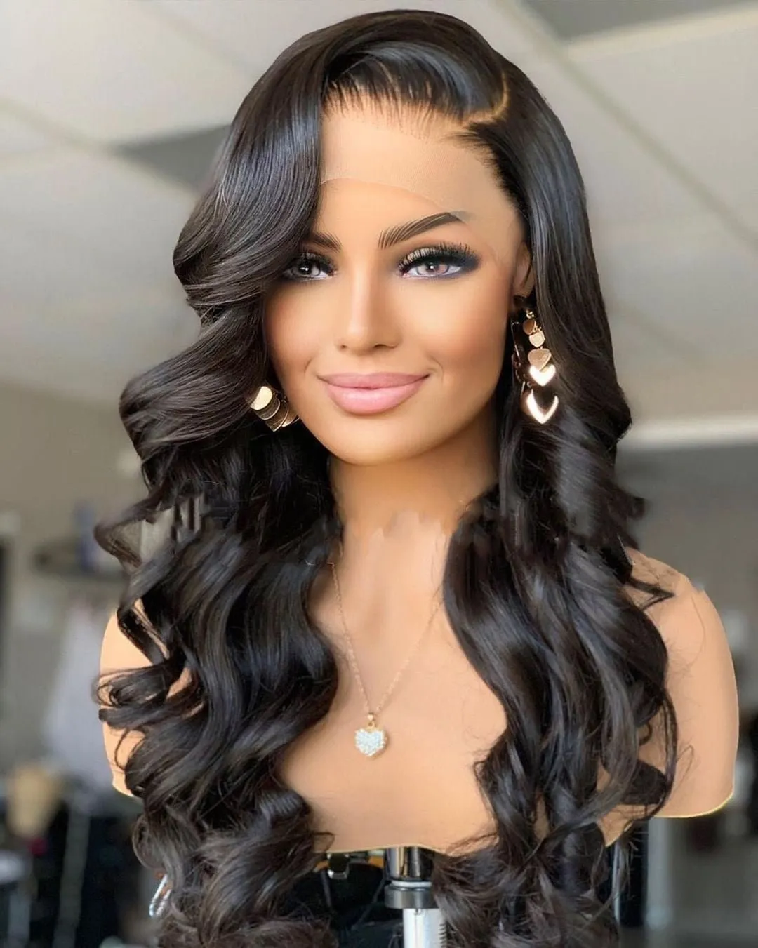 26Inch Long Water Wave Synthetic Lace Front Wigs For Women With Baby Hair Heat Resistant Fiber Hair Daily Wear Wigs 180nsity