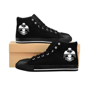 33rd Degree Scottish Rite Sneaker - Wings Down High-top Black & White