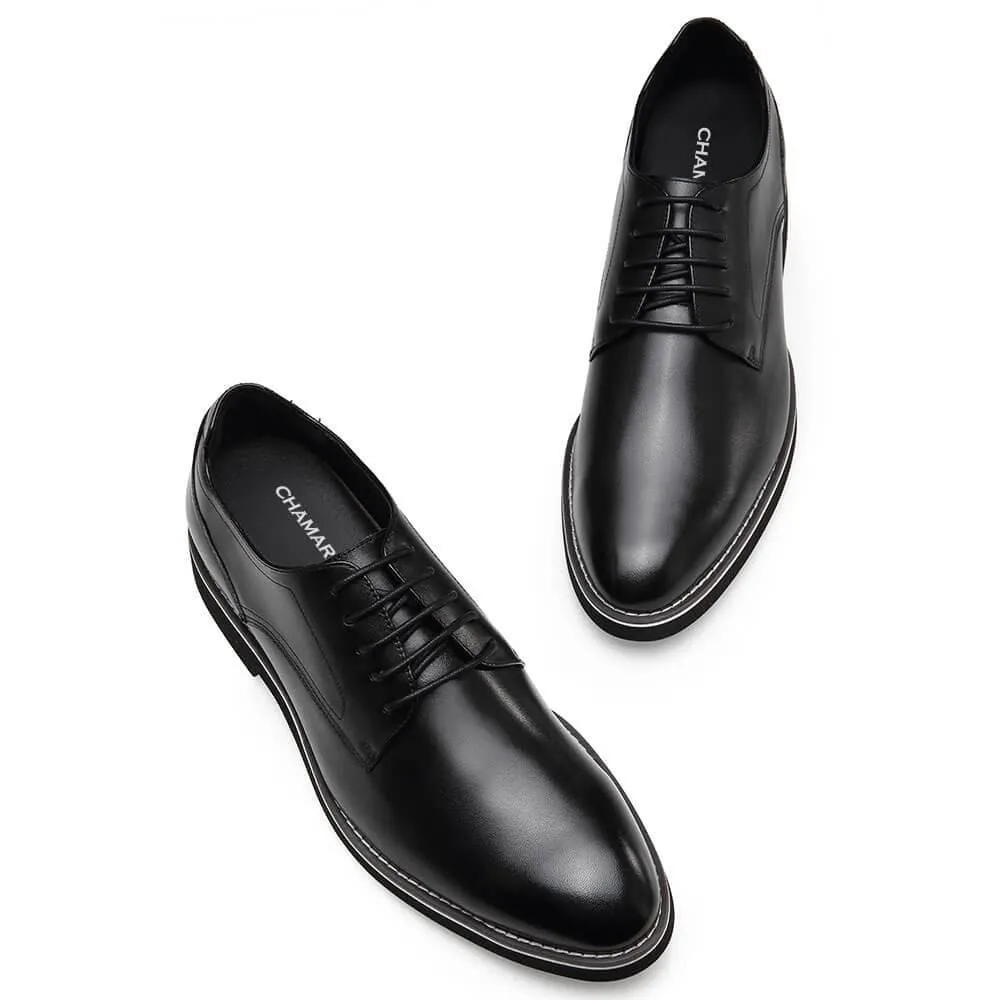 5 CM / 1.95 Inches - CMR CHAMARIPA Elevator Derby Shoes For Men Black Leather Derby Make You Taller