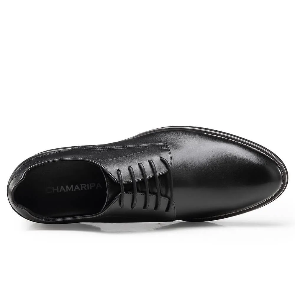 5 CM / 1.95 Inches - CMR CHAMARIPA Elevator Derby Shoes For Men Black Leather Derby Make You Taller