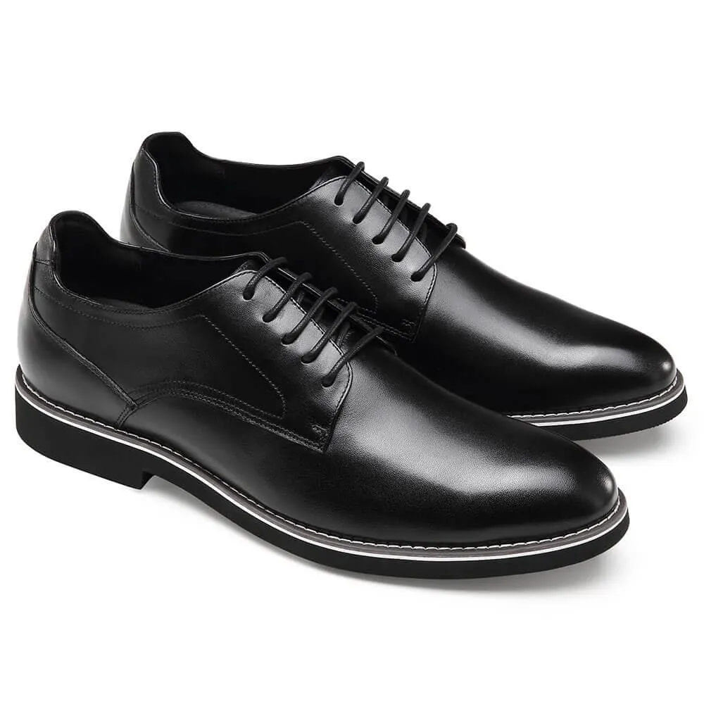 5 CM / 1.95 Inches - CMR CHAMARIPA Elevator Derby Shoes For Men Black Leather Derby Make You Taller