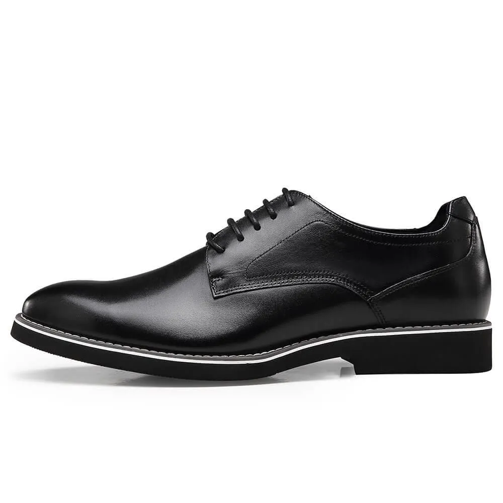 5 CM / 1.95 Inches - CMR CHAMARIPA Elevator Derby Shoes For Men Black Leather Derby Make You Taller