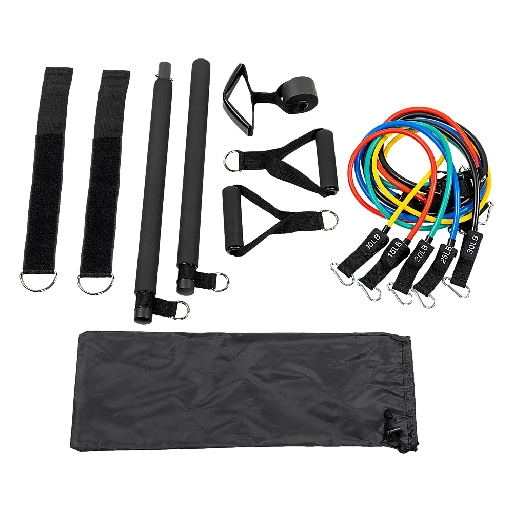 5 Resistance Bands Pilates Bar Kit w/ Foam Handles