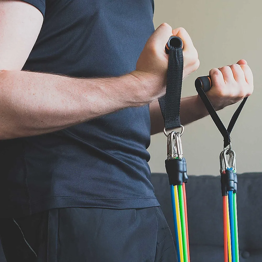 5 Resistance Bands Pilates Bar Kit w/ Foam Handles