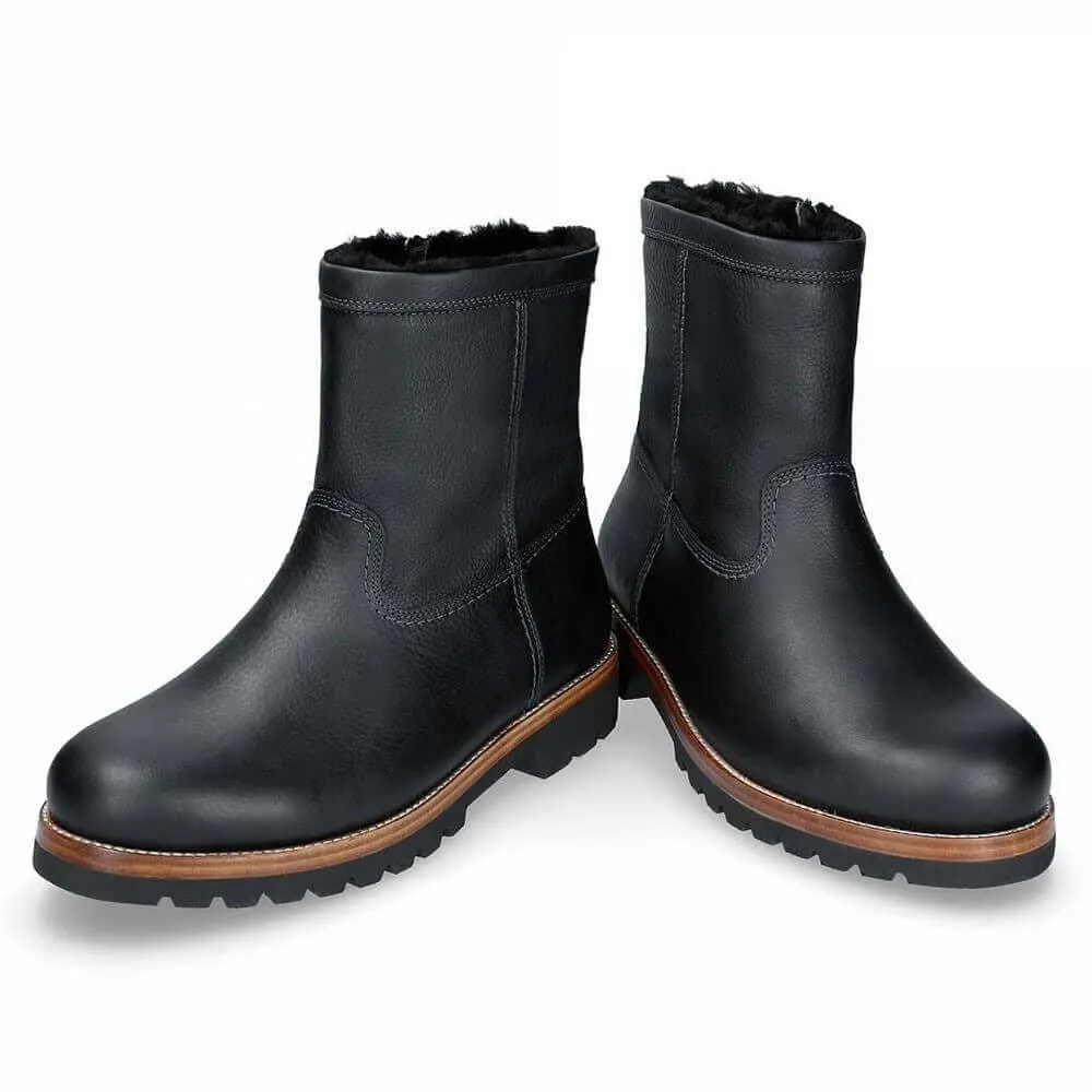 7CM / 2.76 Inches - CMR CHAMARIPA Height Increasing Boots - Men's Fur Lined Boots - Black Winter Warm Casual Elevator Boots