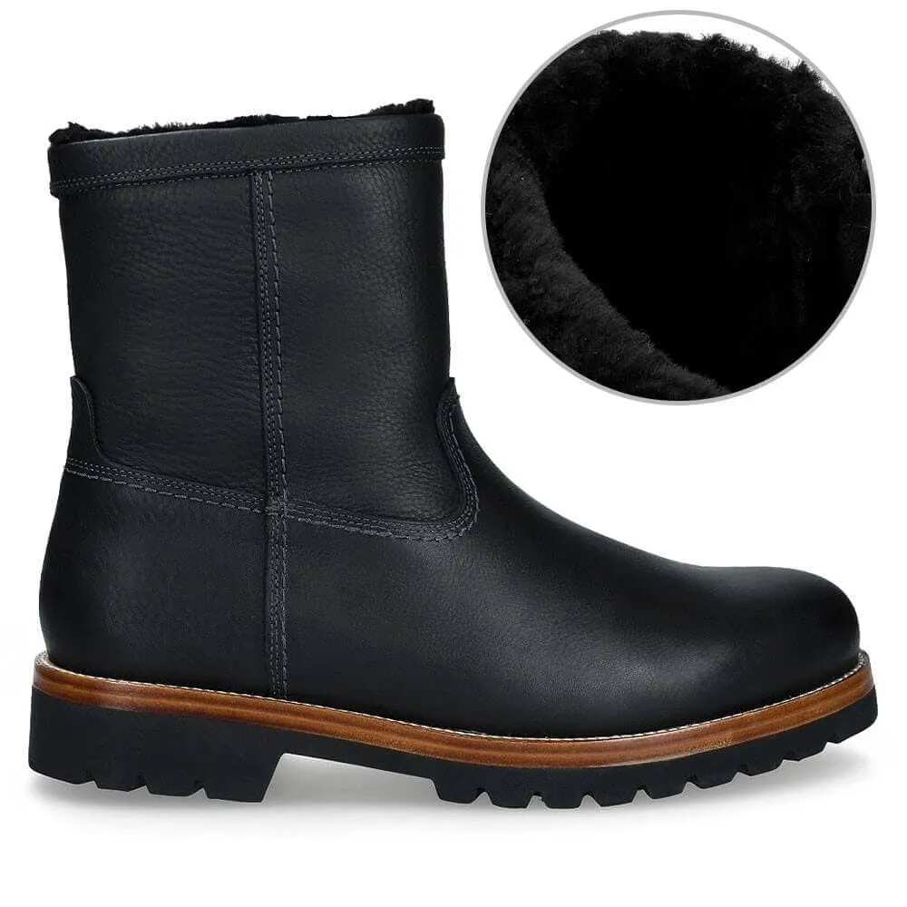 7CM / 2.76 Inches - CMR CHAMARIPA Height Increasing Boots - Men's Fur Lined Boots - Black Winter Warm Casual Elevator Boots