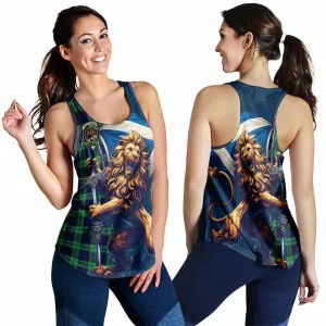 Abercrombie Tartan Family Crest Women's Racerback Tanks with Scottish Majestic Lion