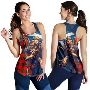 Adair Tartan Family Crest Women's Racerback Tanks with Scottish Majestic Lion