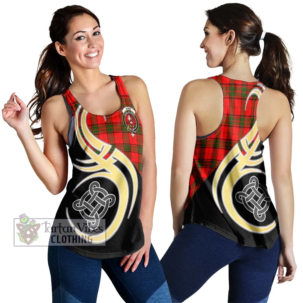 Adair Tartan Women's Racerback Tanks with Family Crest and Celtic Symbol Style