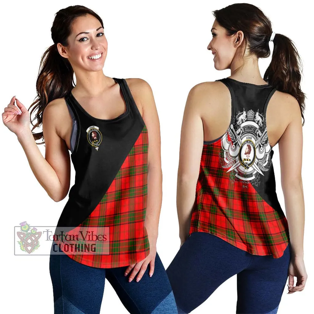 Adair Tartan Women's Racerback Tanks with Family Crest and Military Logo Style