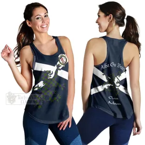 Adam Tartan Lion Rampant Women's Racerback Tanks  Proudly Display Your Heritage with Alba Gu Brath and Clan Name