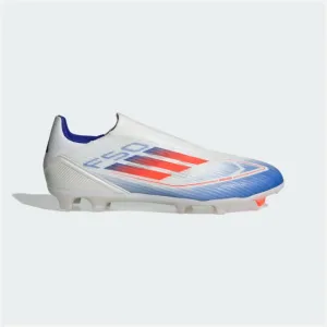 Adidas F50 League Laceless Firm Unisex Football Ground Shoes -Cloud White/Solar Red/Lucid Blue