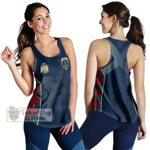 Affleck Tartan Women's Racerback Tanks with Family Crest and Lion Rampant Vibes Sport Style