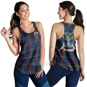 Agnew Tartan Women's Racerback Tanks with Family Crest Celtic Skull Style