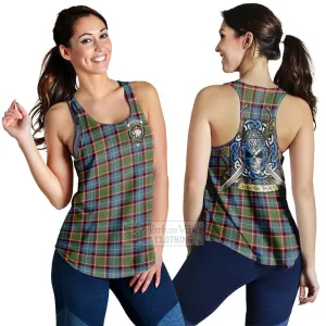 Aikenhead Tartan Women's Racerback Tanks with Family Crest Celtic Skull Style