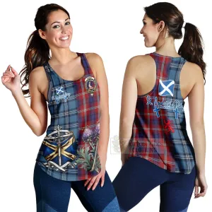 Ainslie Tartan Women's Racerback Tanks Happy St. Andrew's Day Half Tartan Style