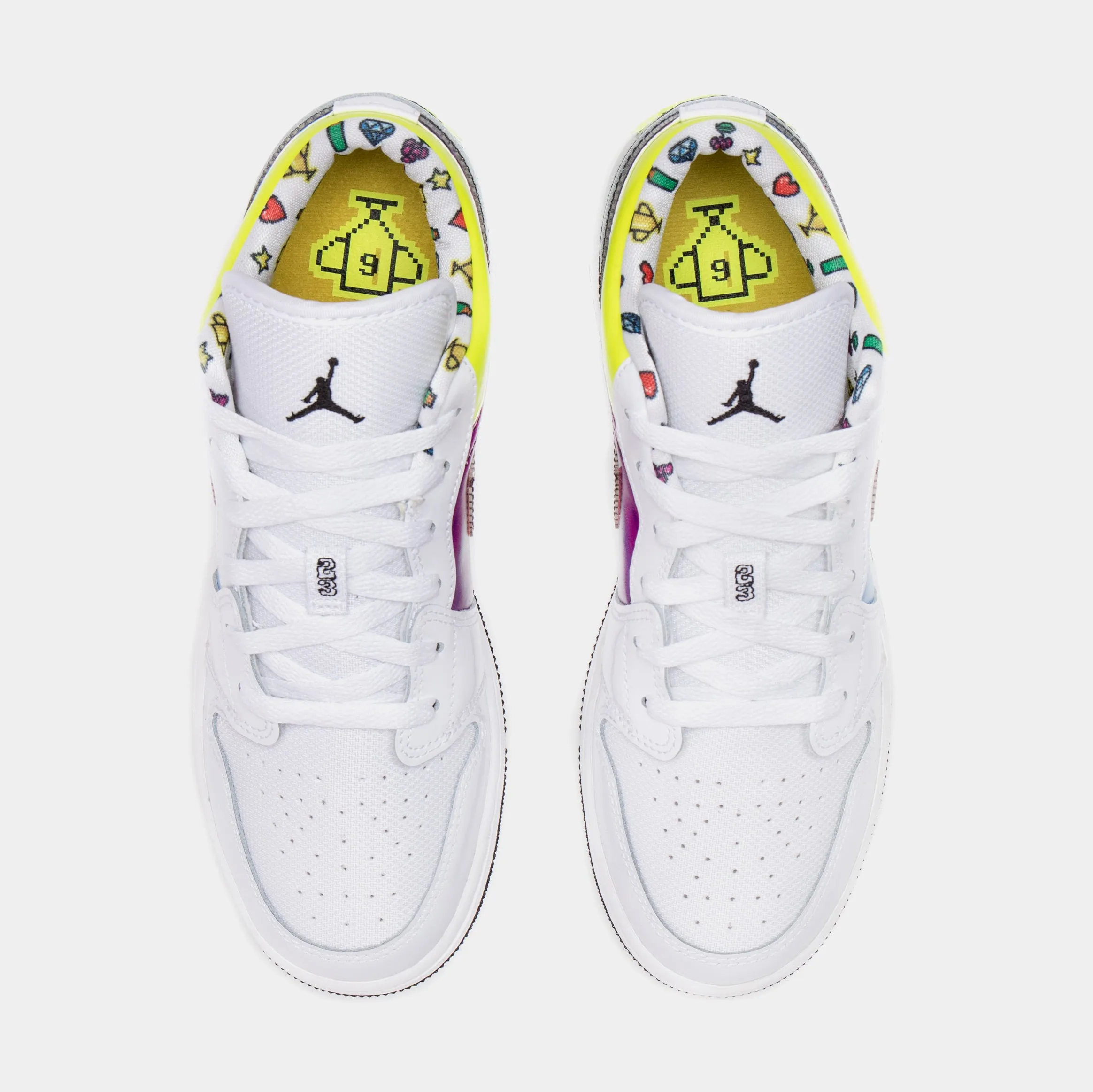 Air Jordan 1 Low Pixel Grade School Lifestyle Shoes (White/Multi) Free Shipping