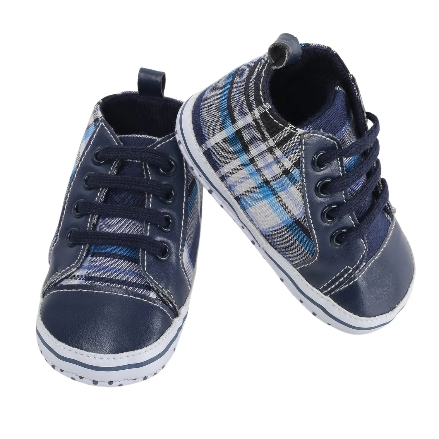 Baby Moo Checked Blue Sneakers