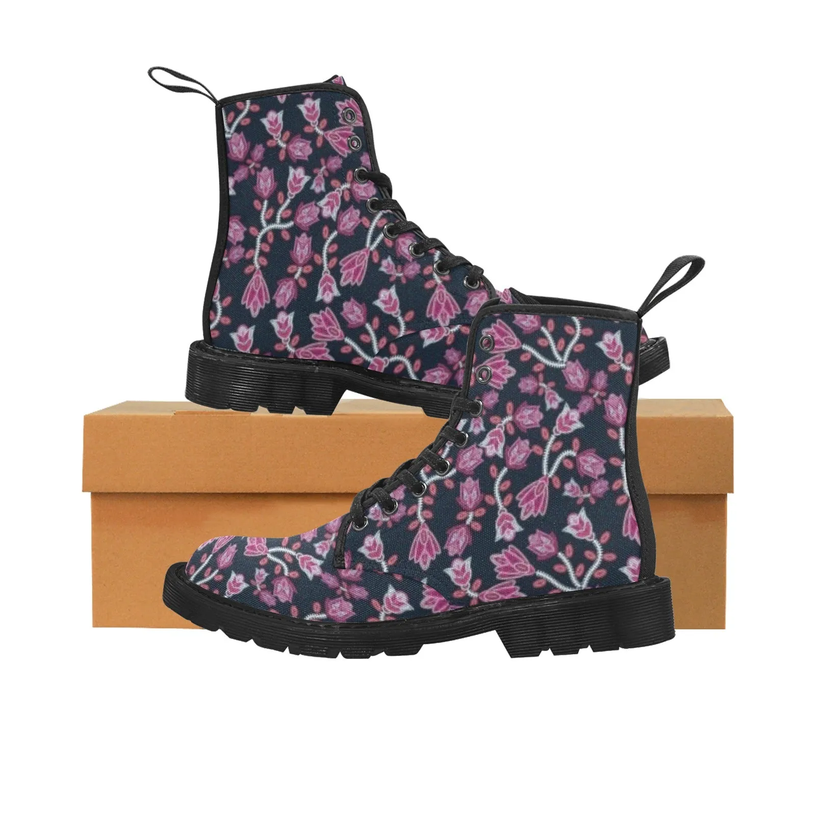 Beaded Pink Boots for Men (Black)