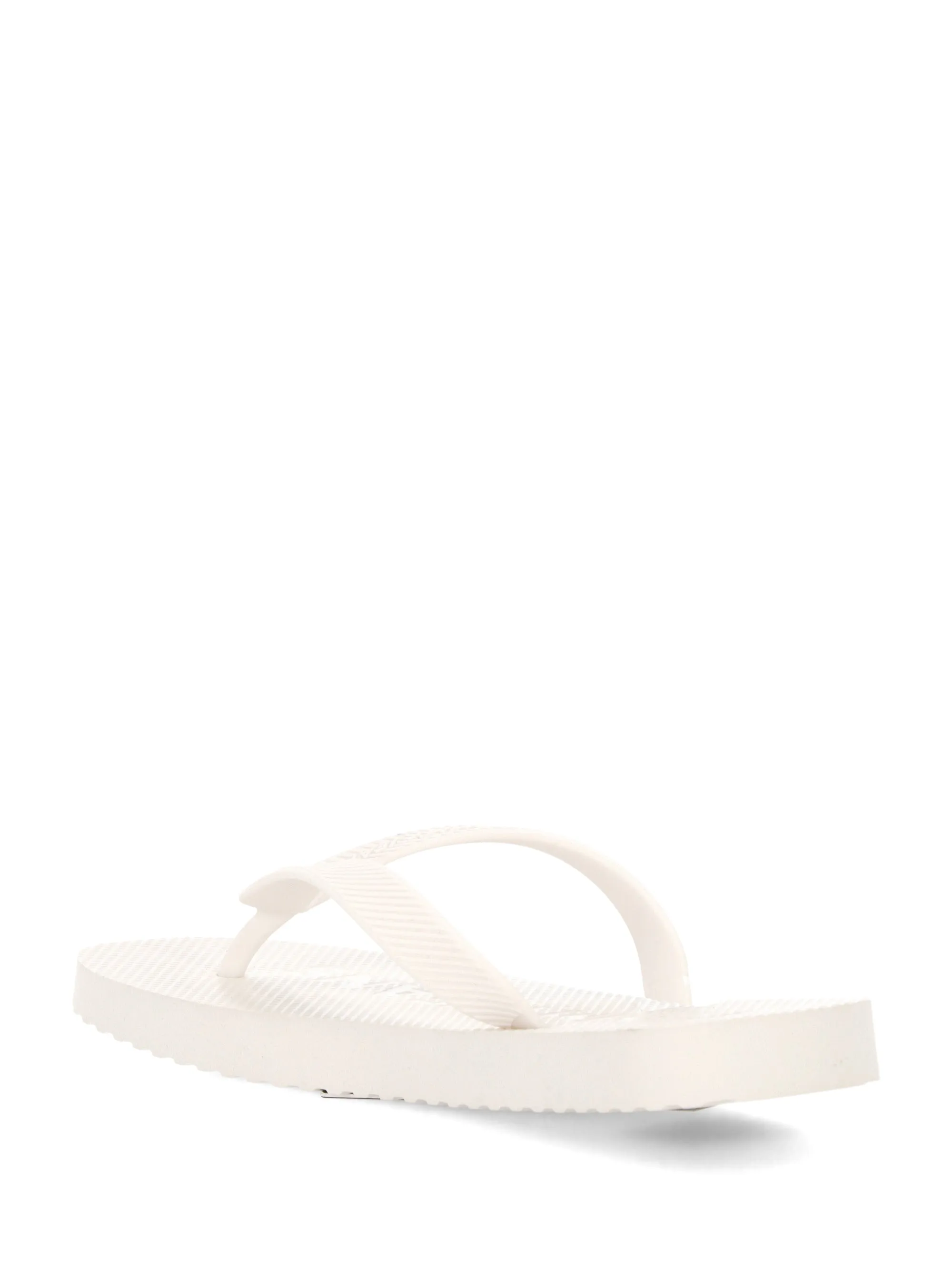 Beige Flat Flip-Flops with Cleated Outsole