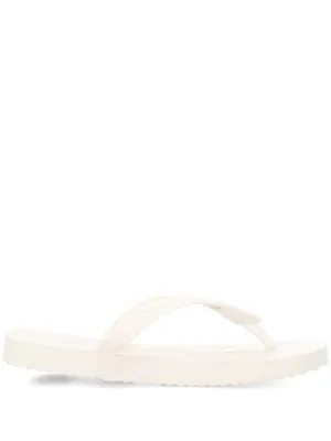 Beige Flat Flip-Flops with Cleated Outsole