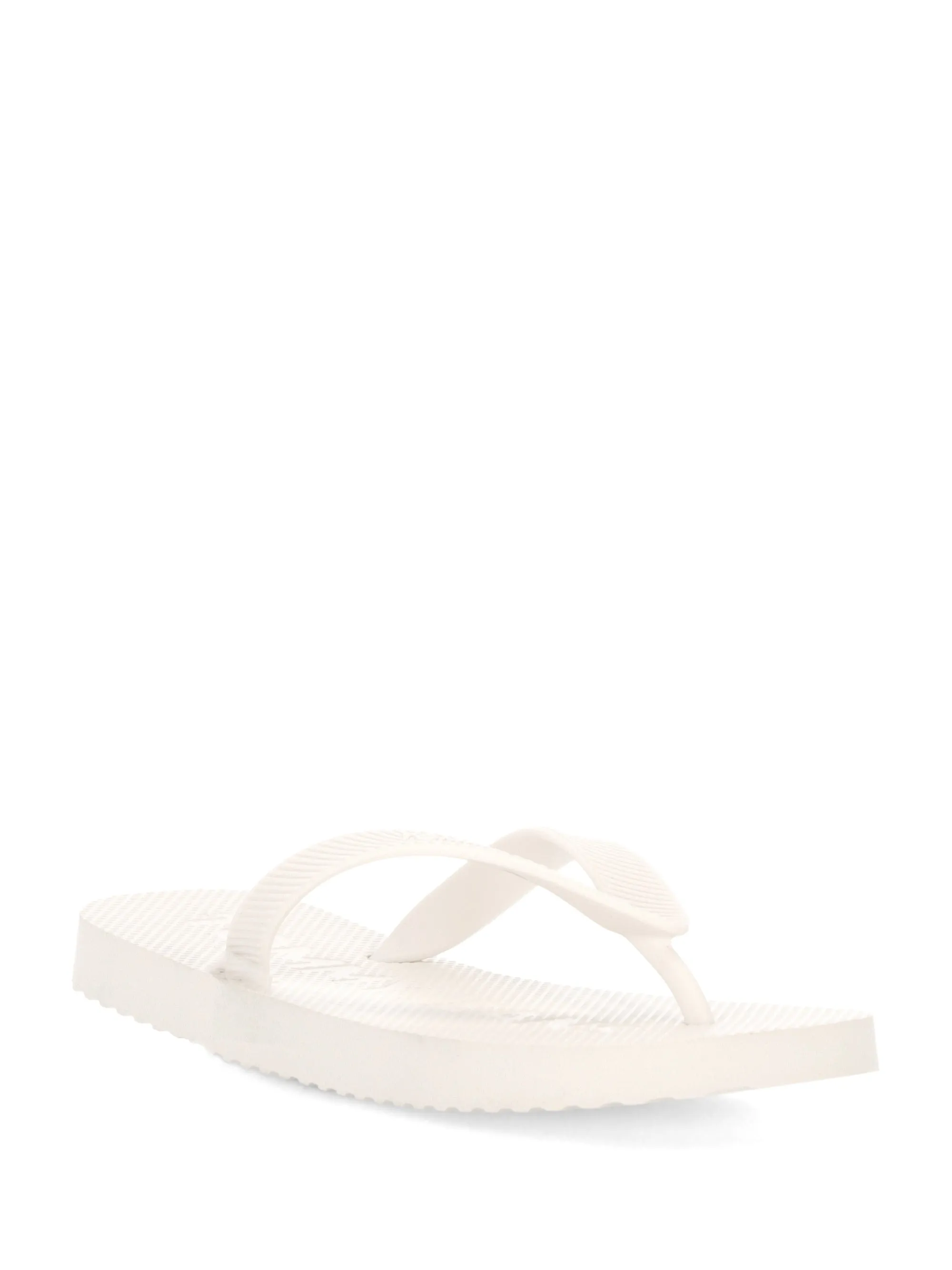 Beige Flat Flip-Flops with Cleated Outsole