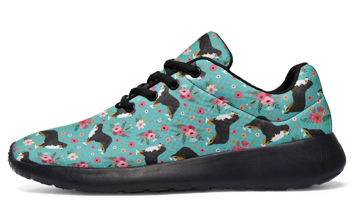 Bernese Mountain Dog Flower Athletic Sneakers