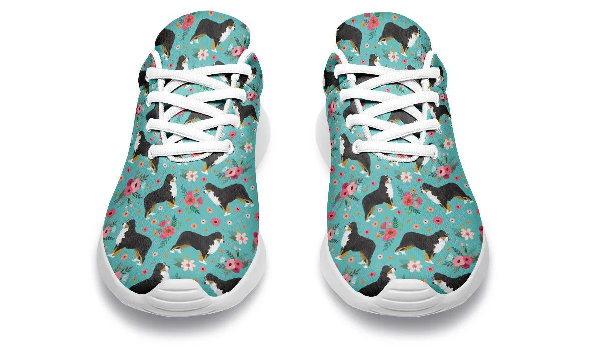 Bernese Mountain Dog Flower Athletic Sneakers