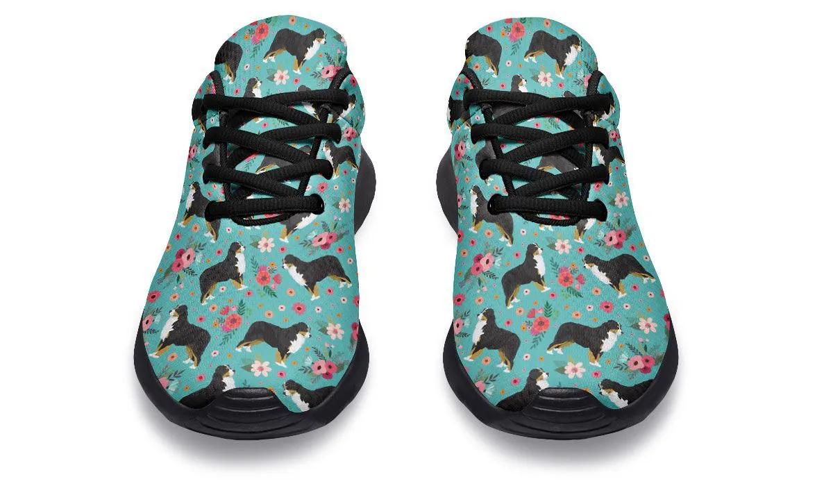 Bernese Mountain Dog Flower Athletic Sneakers