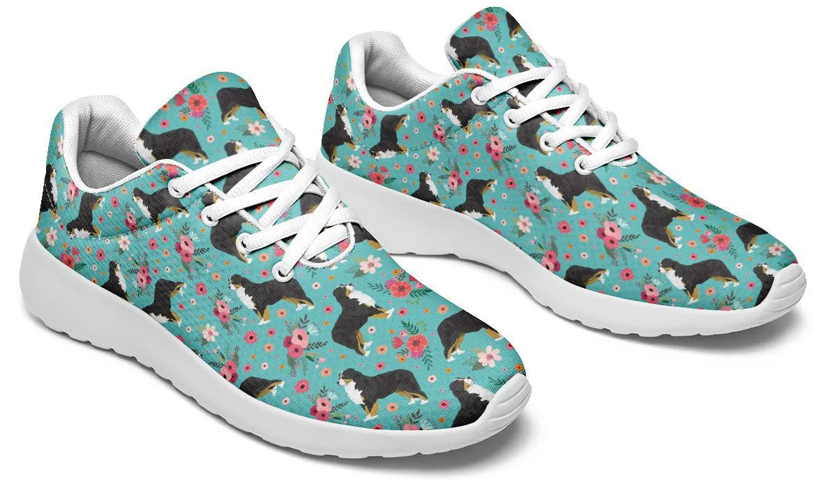 Bernese Mountain Dog Flower Athletic Sneakers