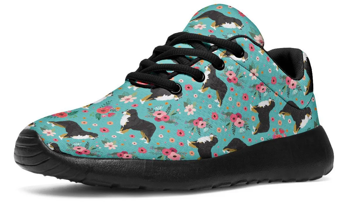 Bernese Mountain Dog Flower Athletic Sneakers