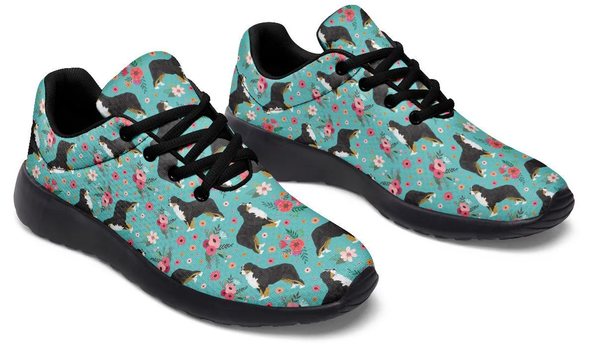 Bernese Mountain Dog Flower Athletic Sneakers