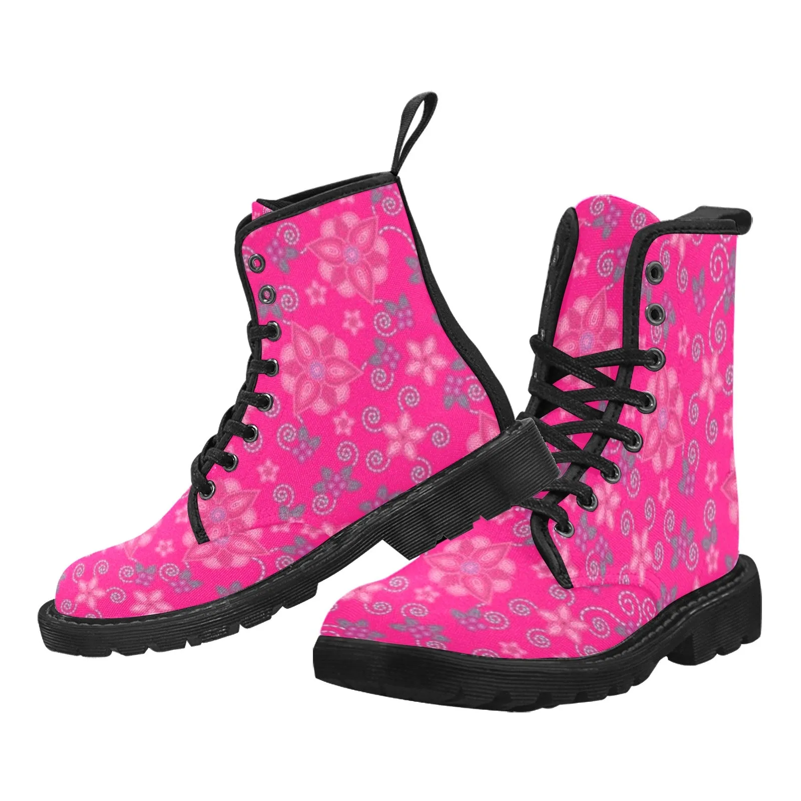 Berry Picking Pink Boots for Women (Black)