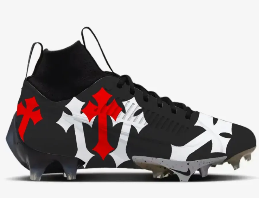 Black Chrome Heart Football Cleats