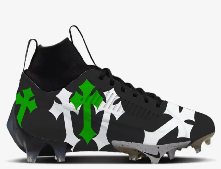 Black Chrome Heart Football Cleats