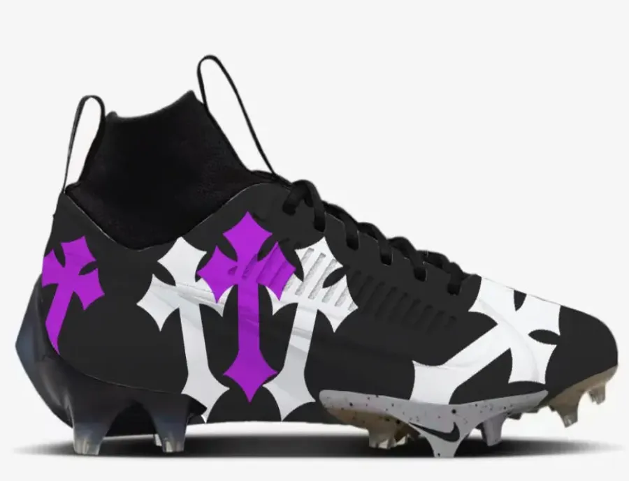 Black Chrome Heart Football Cleats