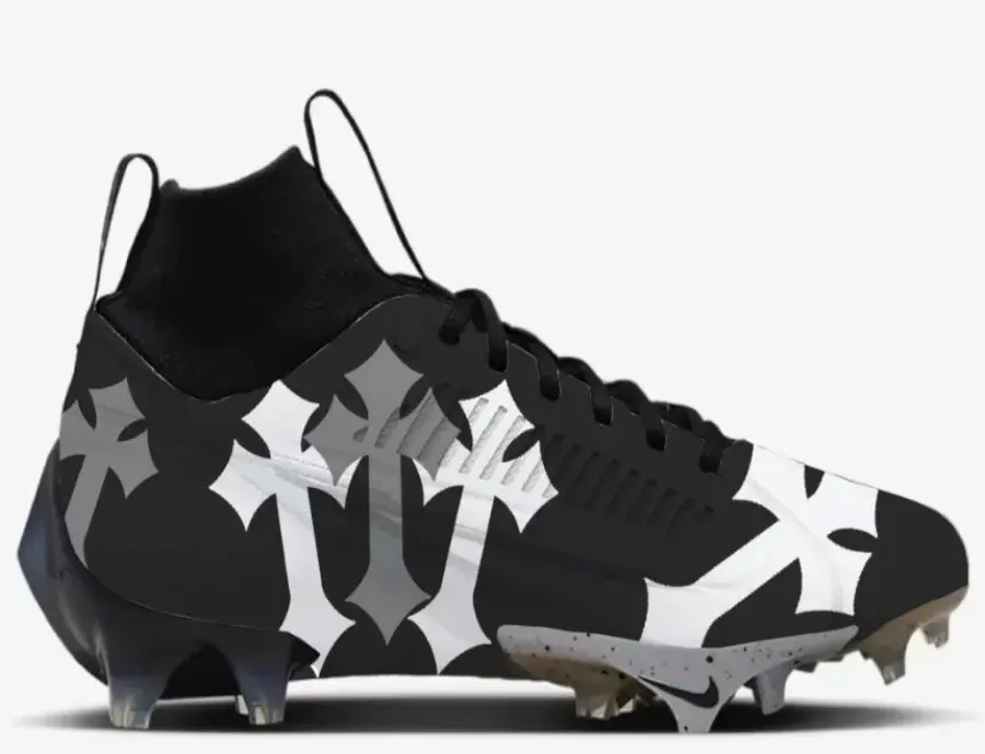 Black Chrome Heart Football Cleats