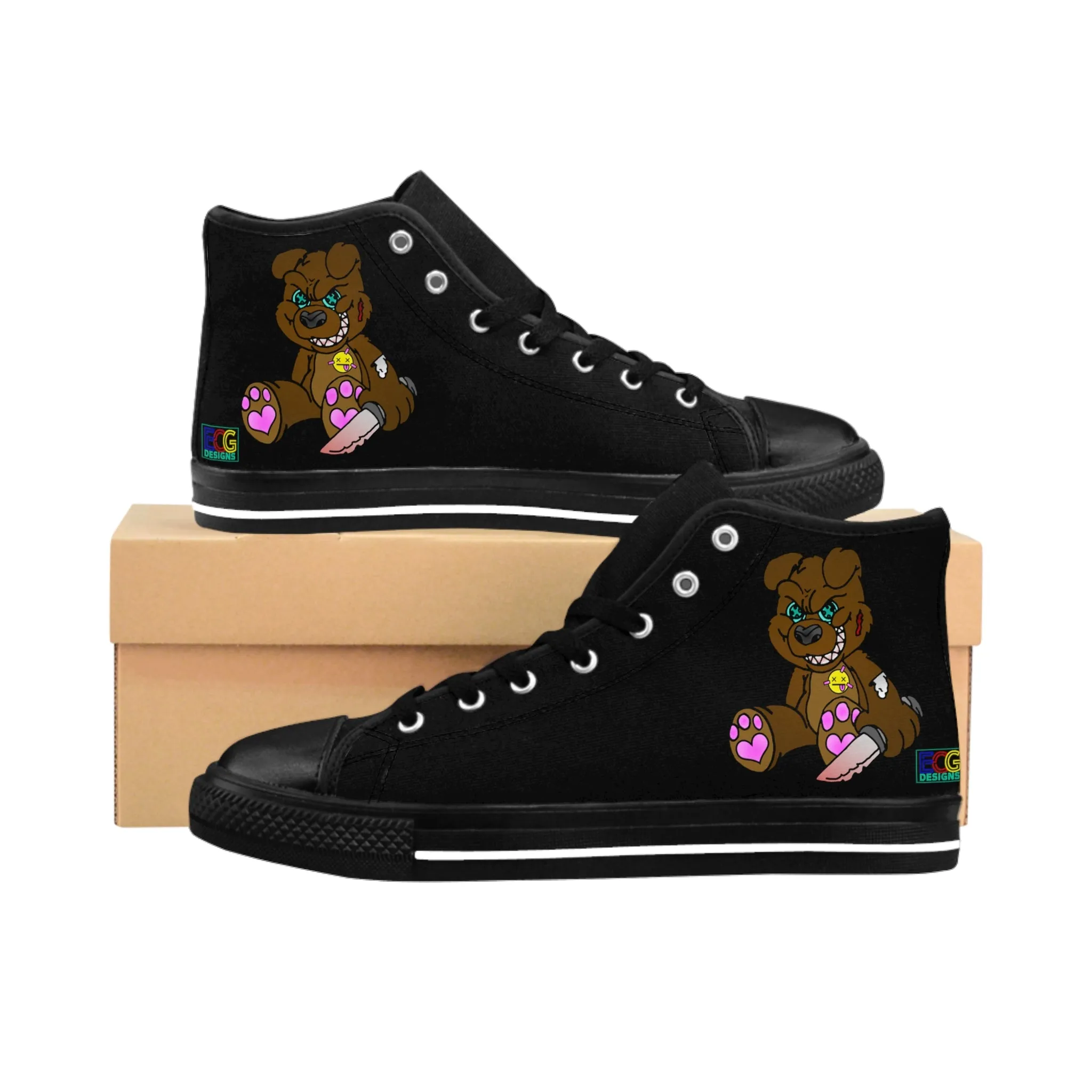 Brown Demon Bear Women's Classic Sneakers