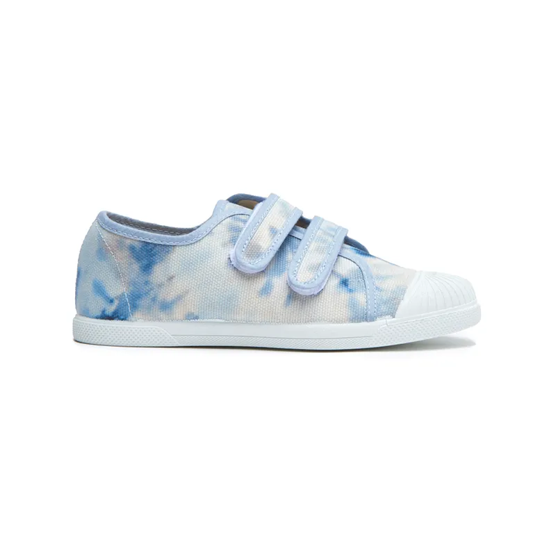 Canvas Double Sneaker in Tie Dye Blue by childrenchic