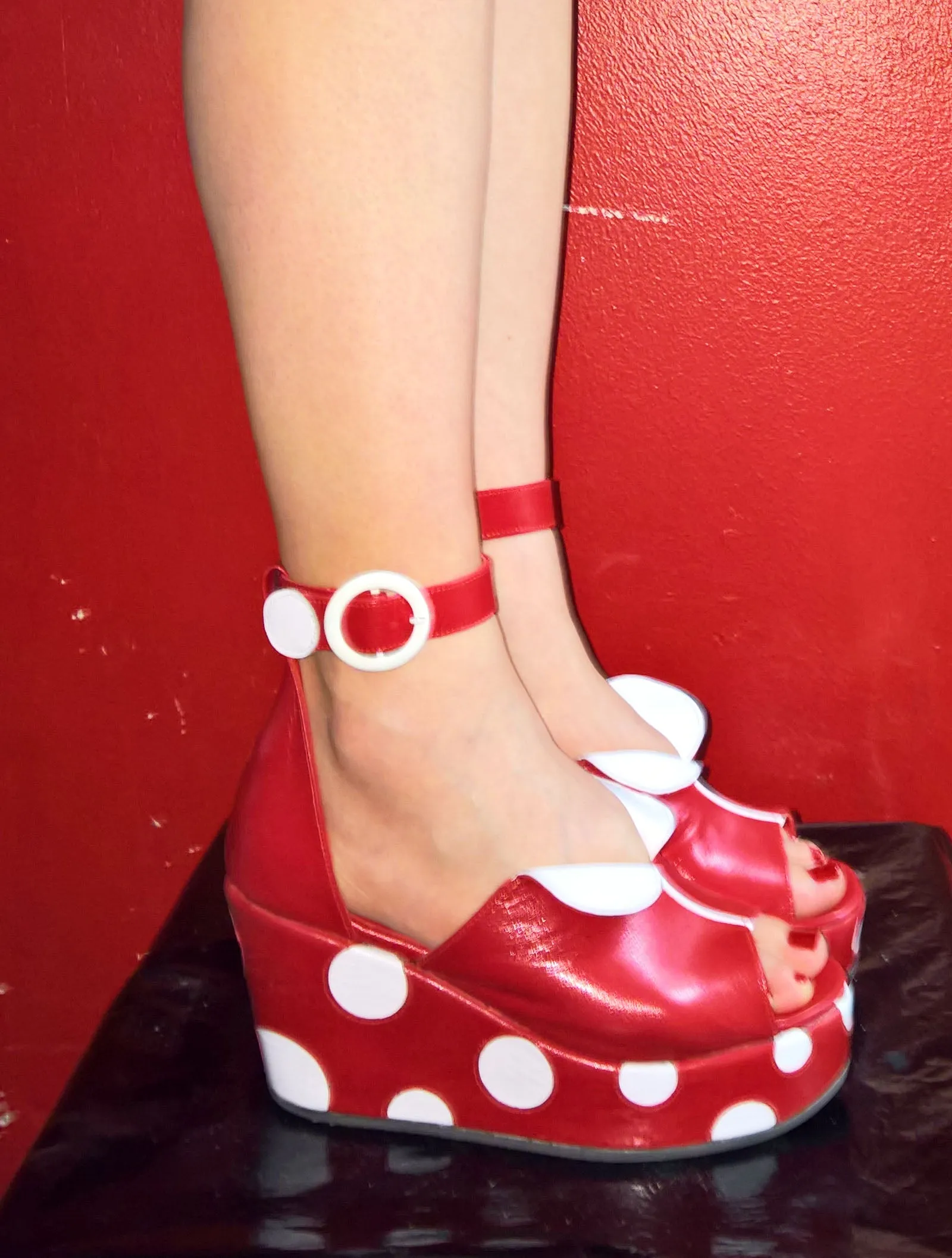 Cartoon Polkadot Platform Sandals