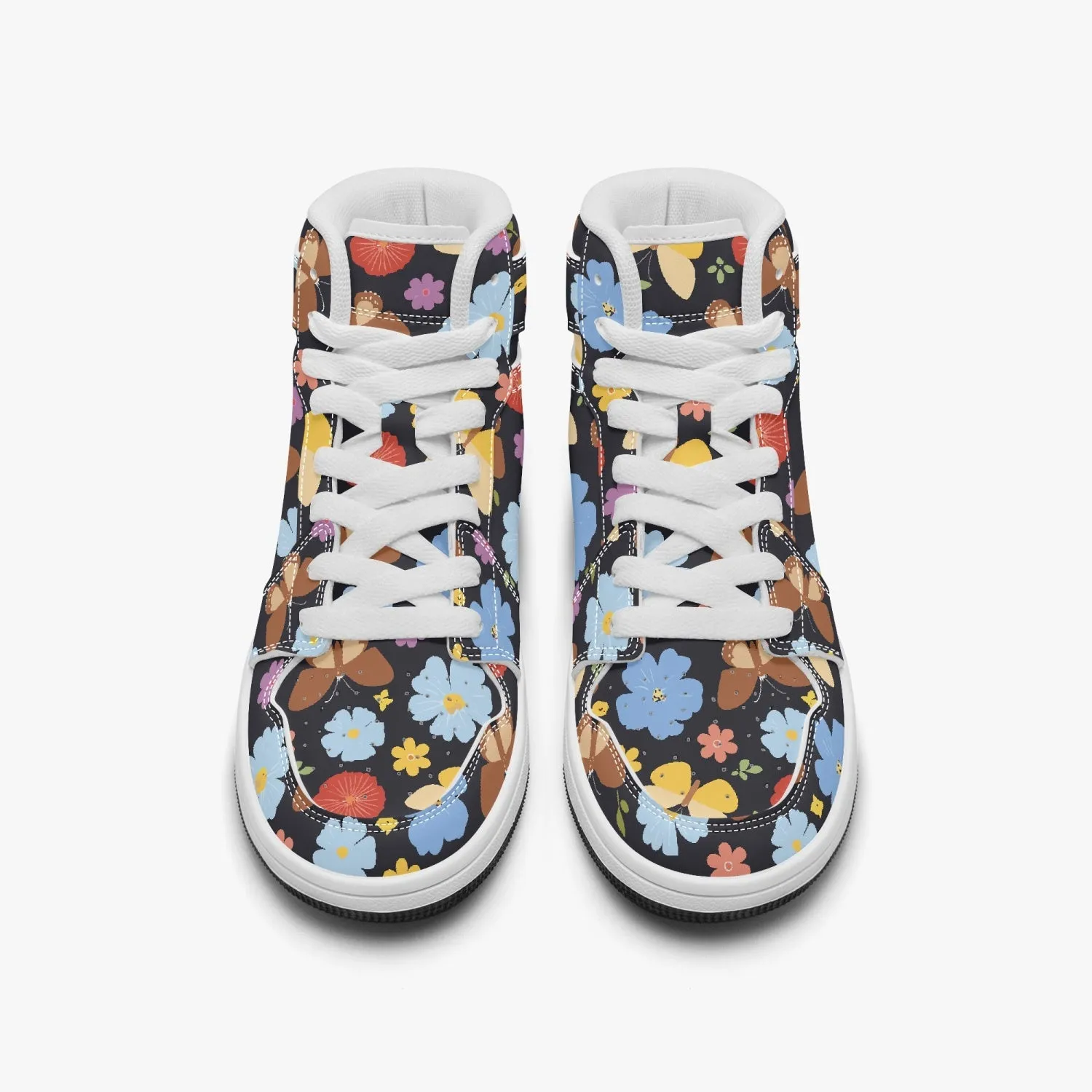 Chaussures montantes en cuir pour enfant "Fleurs et papillons" (669)