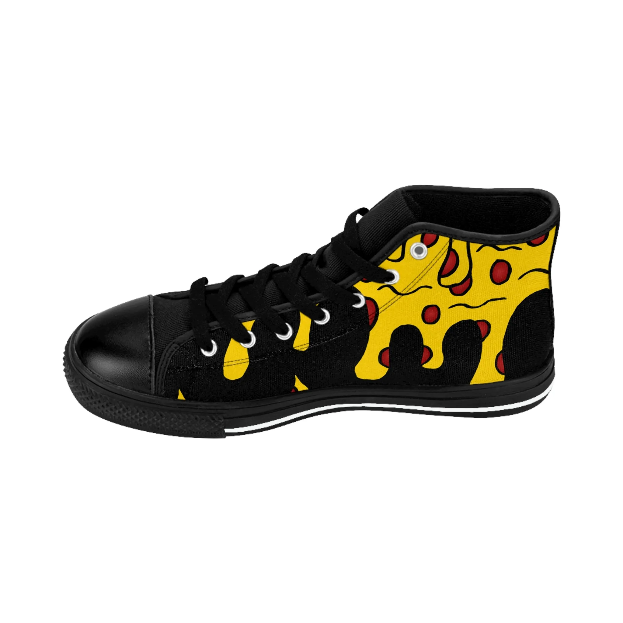 Cheesy Pizza Women's High-top Sneakers (Black)