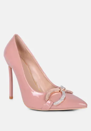 COCKTAIL Buckle Embellished Stiletto Pump Shoes in Blush