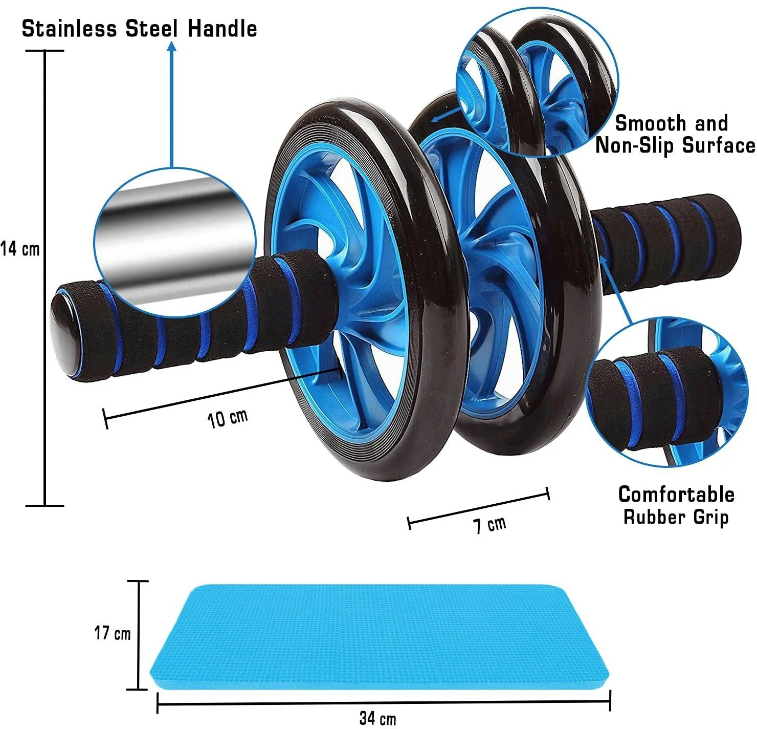 Core Fitness Imported Ab Roller & Double Toning Tube & Hand Gripper Fitness Equipment