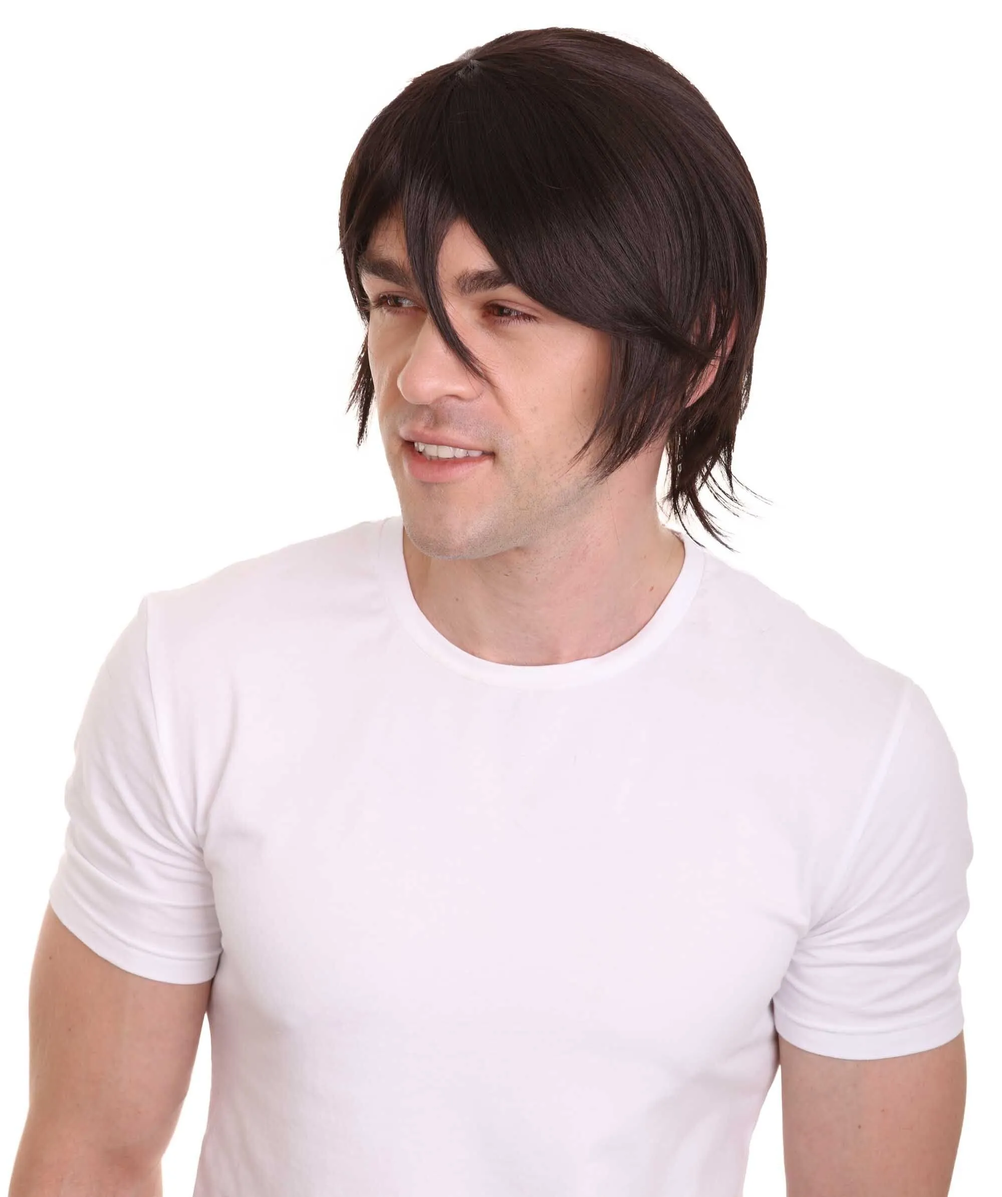 COSMOS Men's Anime Black Razor Cut Wig | Perfect for Halloween and Cosplay | Flame-retardant Synthetic Fiber