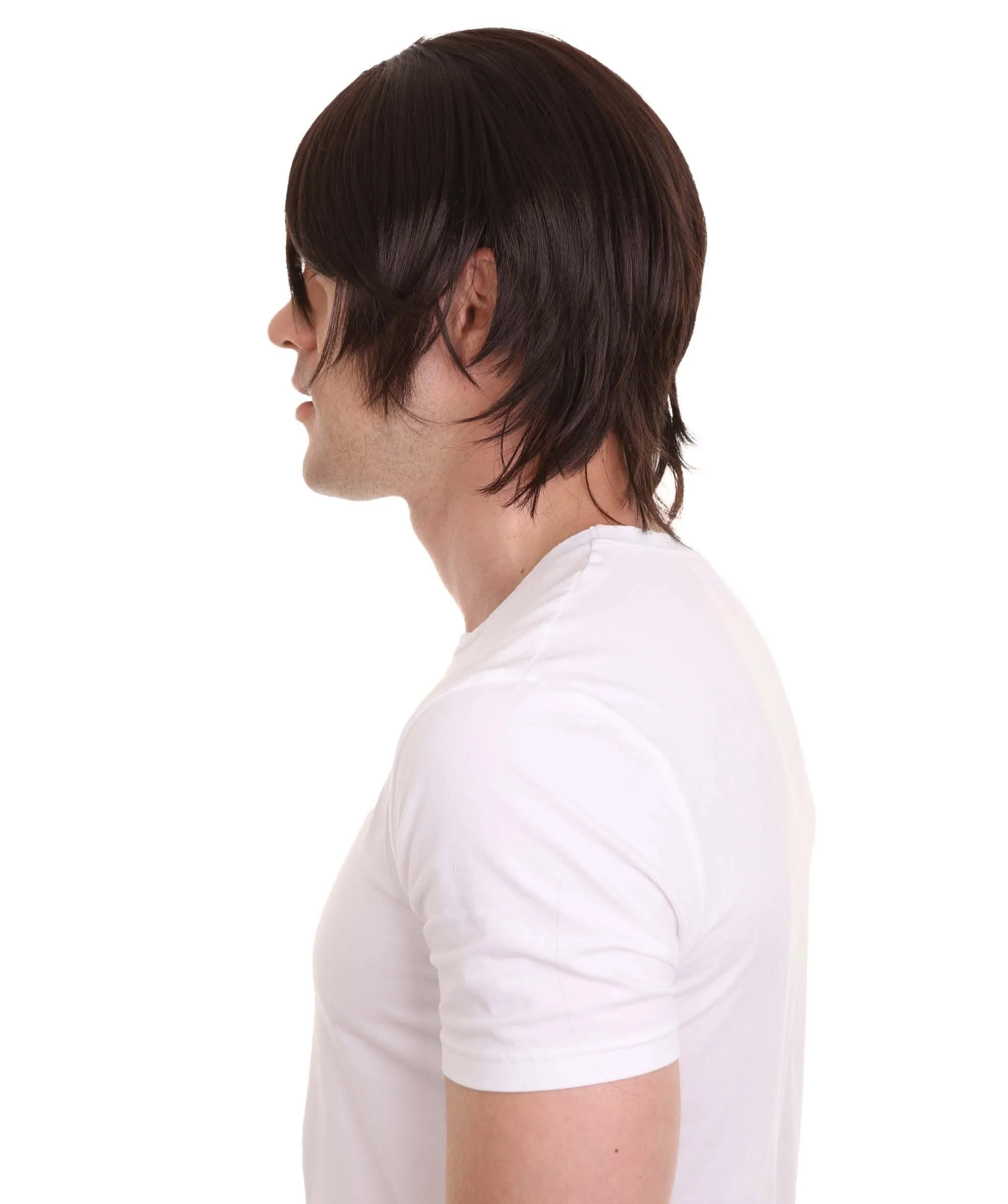 COSMOS Men's Anime Black Razor Cut Wig | Perfect for Halloween and Cosplay | Flame-retardant Synthetic Fiber