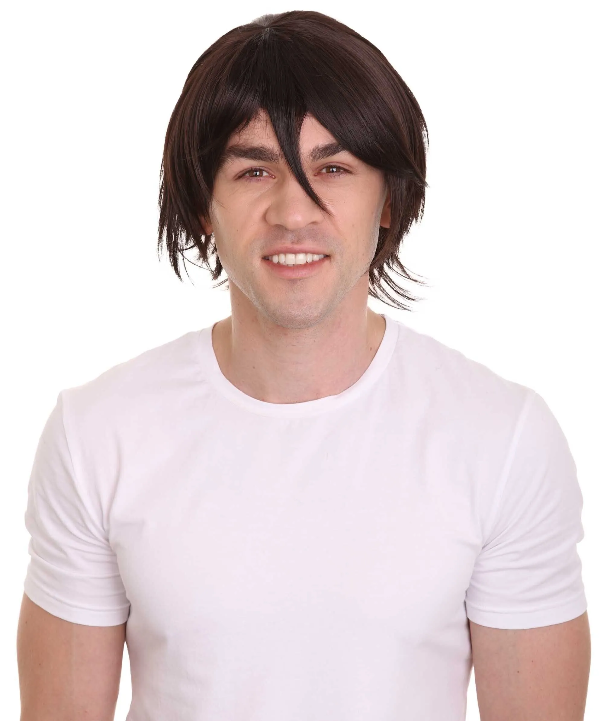 COSMOS Men's Anime Black Razor Cut Wig | Perfect for Halloween and Cosplay | Flame-retardant Synthetic Fiber