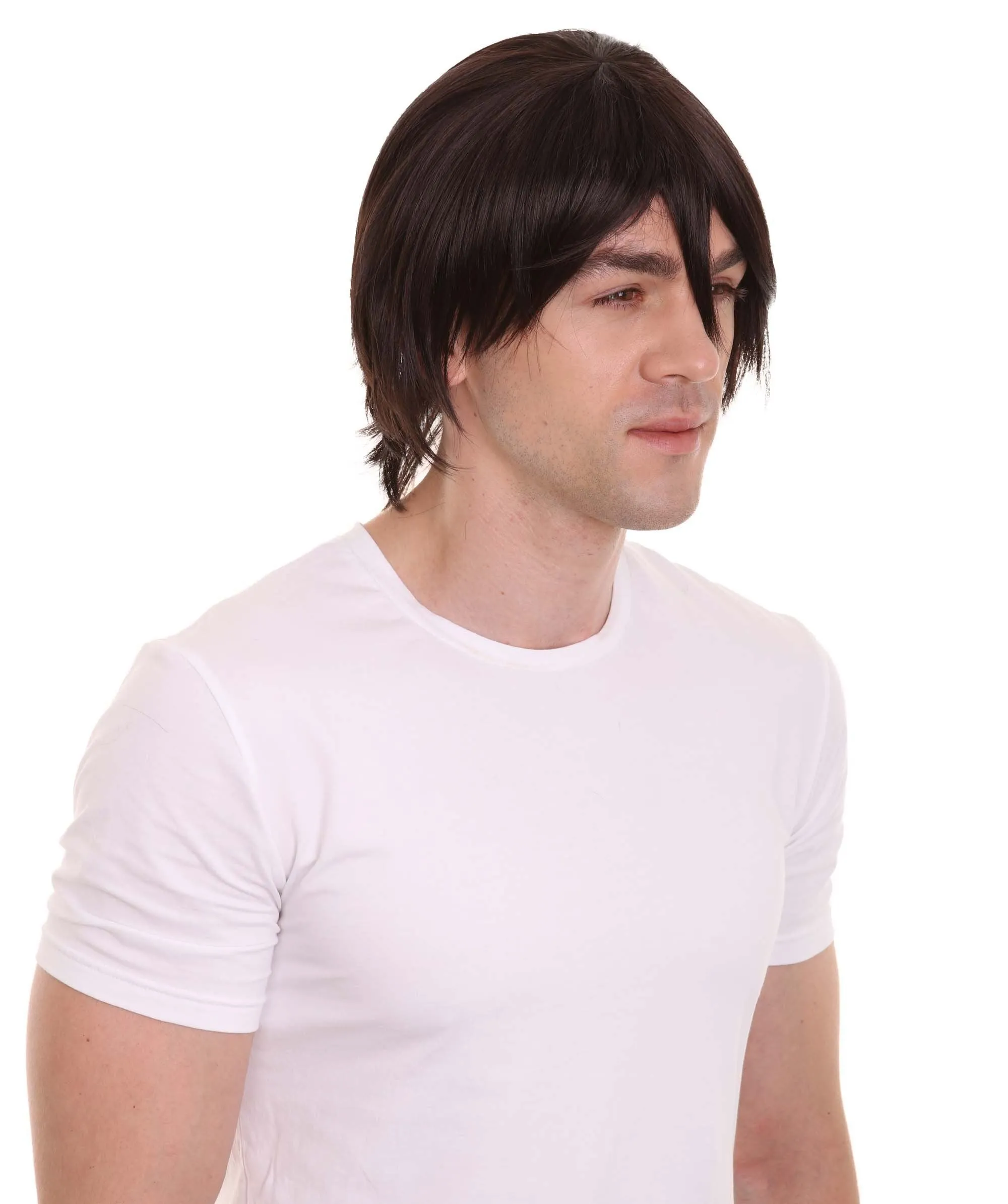 COSMOS Men's Anime Black Razor Cut Wig | Perfect for Halloween and Cosplay | Flame-retardant Synthetic Fiber