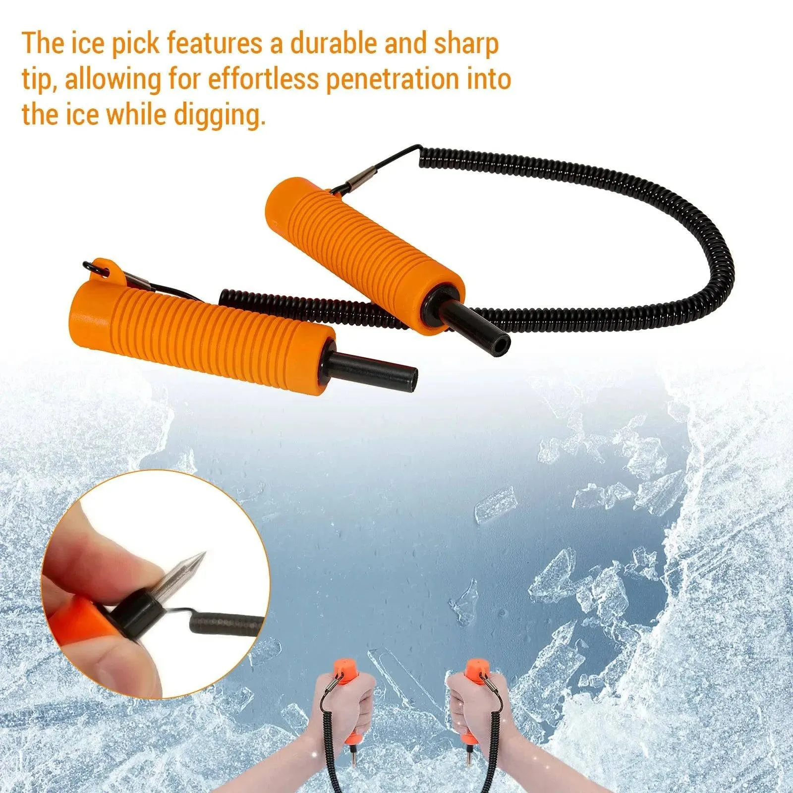 Crampon Ice Fishing Safety Kit Retractable Ice Picks Safety Whistle Ice Cleats for Ice Fishing Skating Climbing